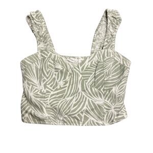 Midnight Sky Tropical Leaf Print Crop Top Tank Summer Beach Vacation S